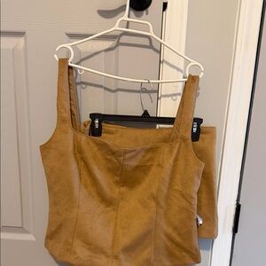 Women's Tan Suede set top and mini skirt